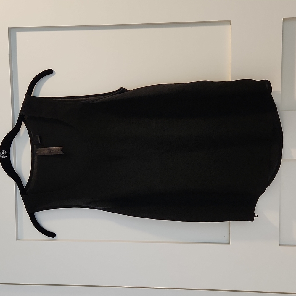 Black chiffon feeling, semi-sheer loose fitting tank top size XS